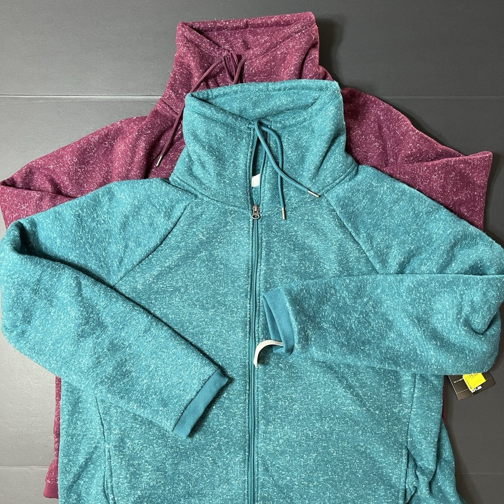 Avia Womens Purple Teal Full Zip Polar Fleece Jackets High Neck Size XXL 20 Set